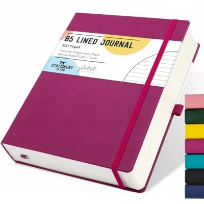 Afbeelding van Stationery Island notitieboek, gelinieerd, B5, dik 320 pagina&#039;s, gelinieerd dagboek met vaste omslag, 100 g/m² voor schrijven, werken, leren, afsprakenplanner