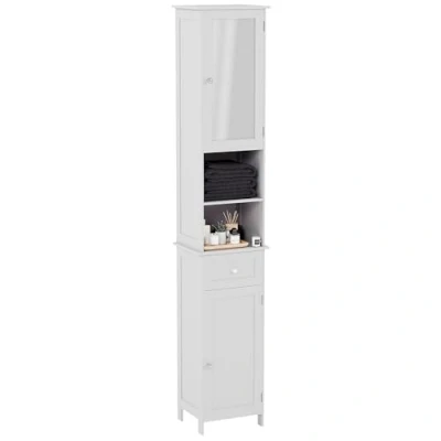 Afbeelding van Bath Vida Priano Hoge Spiegelende Badkamerkast Opbergkast Vloerstaande Tallboy Unit, Wit