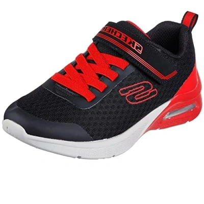 Afbeelding van Skechers Boy&#039;s 403773l BKRD Sneaker, Zwarte Textiel Rode Trim, 33.5 EU