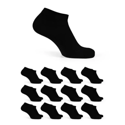Afbeelding van Basic Treasure 12 paar katoenen sneakersokken, uniseks, zwart, 35/38 EU