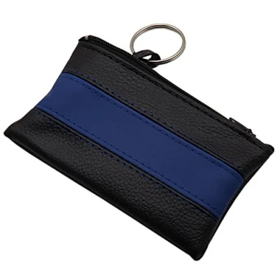 Afbeelding van Praktische sleuteltas/sleuteletui/sleutelmapje met 1 vak ritssluiting, zwart/blauw, Eén maat, sleutelhanger