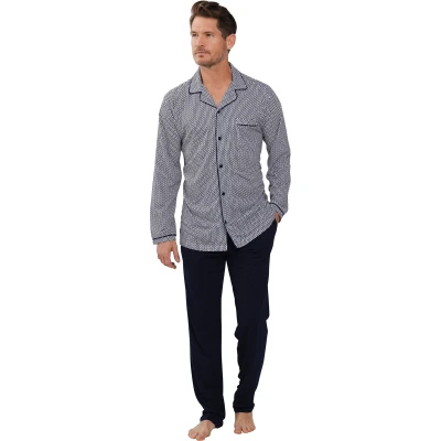 Afbeelding van Pastunette Pyjama Blue Breeze Katoen/Modal Blauw/Wit Doorknoop Maat XL