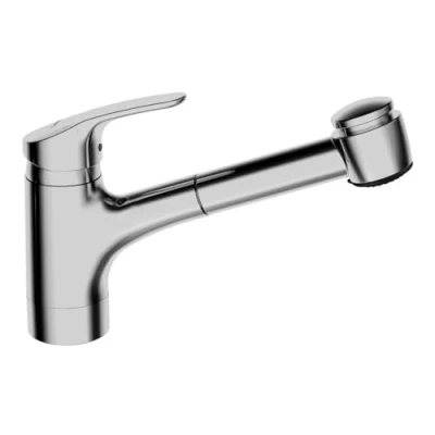 Afbeelding van Hansa mix 1 gats keukenkraan met uittrekbare handdouche uitloop 23 5cm chroom 01382283