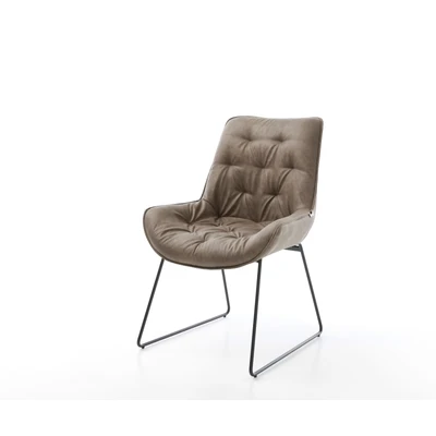 Afbeelding van Gestoffeerde stoel Taimi Flex slipframe zwart taupe vintage