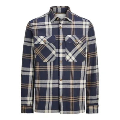 Afbeelding van Jack &amp; Jones Overhemd Jprraymond Melange Check Ls Overshi 12263647 Night Sky/comfort Fi Mannen Maat L