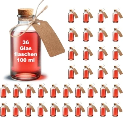 Afbeelding van casavetro 36 x 100 ml kleine glazen flesjes 10 cm hoog tafeldecoratie, flessen voor bruiloft set gastgeschenken