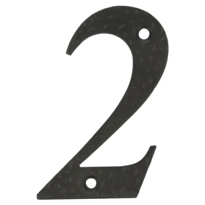 Afbeelding van AMIG Huisnummer 2 massief gesmeed staal 10cm incl. bijpassende schroeven zwart Huisnummers