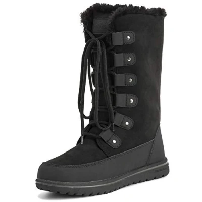 Afbeelding van Dames Lang duurzaam namaakbont Winterregen Sneeuw Waterdicht Outdoor Kuitlaarzen 5 BLK38 AYC0530