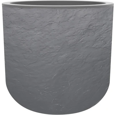 Afbeelding van EDA Ronde pot 50 cm Volcania&#039;Up 67 L Imitatiesteen decor Enkelwandig Wateropslagzone Ø 48,5 x H 46,2 Kiezelgrijs