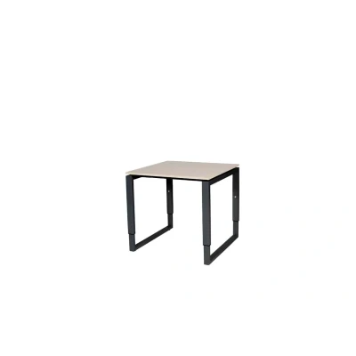 Afbeelding van Domino Plus bureau, hoogte instelbaar (62 85cm) met 80x80cm &#039;zwevend&#039; robson eiken 25mm blad en zwart (RAL9011) O poot frame