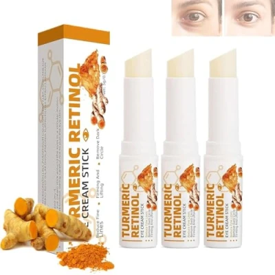 Afbeelding van Eye Bags, Turmeric Retinol Stick, for Under Anti Aging Cream Dark Circles, Wrinkles, Puffiness, and Fine Lines Reduction, Hydrating Balm Stick (3 PCS)
