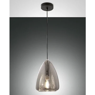 Afbeelding van Fabas Luce Britton hanglamp, 1 lamp, grijs transparant, glas