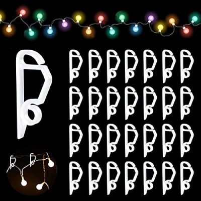 Afbeelding van Surflyee 100 stuks goothaken voor kerstverlichting, goot clips verlichting, plastic lampclips string decoratie, binnen en buiten, universeel