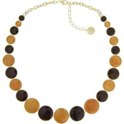 Afbeelding van Behave Ketting met bruine cirkelvormige kralen Modeaccessoire voor herfstige looks
