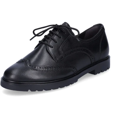 Afbeelding van Tamaris Veterschoenen, Dames, Maat: 42, Black leather Leer