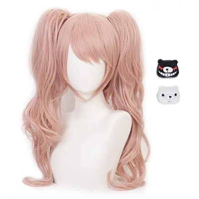 Afbeelding van HIROAKIYA Junko Enoshima Wig, Cosplay Wig Clip Ponytails Hair Clips with Cap for Danganronpa
