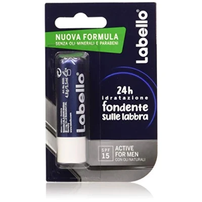 Afbeelding van Labello Active For Men, lippenbalsem SPF15, hydraterende met sheaboter en natuurlijke oliën, lippenbalsem, 5.5ml, 1 stuk