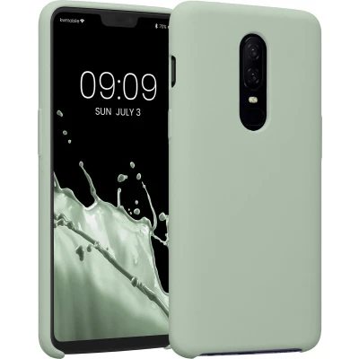 Afbeelding van kwmobile telefoonhoesje geschikt voor OnePlus 6 Hoesje met siliconen coating Smartphone case in grijsgroen