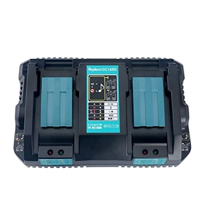 Afbeelding van oplader voor Makita DC18RD 196933 6 snellader 4A dubbele accu 14,4V BL1415 BL1430 BL1440 BL1450 en 18V BL1815 BL1830 BL1840 BL1850 BL1860
