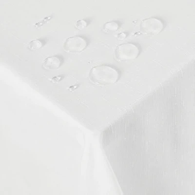 Afbeelding van Deconovo Eenkleurige Linnen Kerst Tafelkleed Textiel Waterafstotend Bescherming Afwasbaar Doek Lotuseffect in Polyester voor Feest Eetkamer Wit 140x240cm