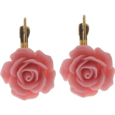 Afbeelding van Behave Oorbellen Oorhangers met roze roosje
