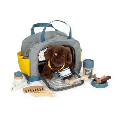 Afbeelding van small foot hond met tas en verzorgingsset, dierenspeelgoed, rollenspel voor kinderen vanaf 2 jaar, 12600