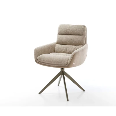 Afbeelding van DELIFE Draaistoel Abelia Flex met armleuning materiaalmix mud kruisframe breed afwerking titanium 360 draaibaar rocker functie