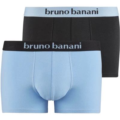 Afbeelding van Bruno Banani Retro 2ER PACK Flowing Onderbroeken, Heren, Maat: XXL, Himmelblau schwarz