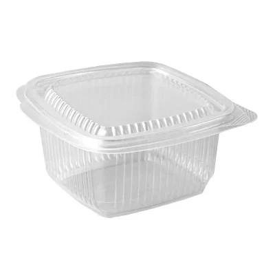Afbeelding van Saladebakken met Vaste Deksel + 375cc PP Rechthoek Transparant 62 x 115 120mm