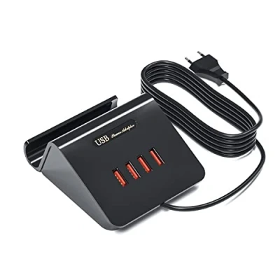 Afbeelding van USB voeding, 4 poorten, oplader, meervoudige stekker, oplaadkabel