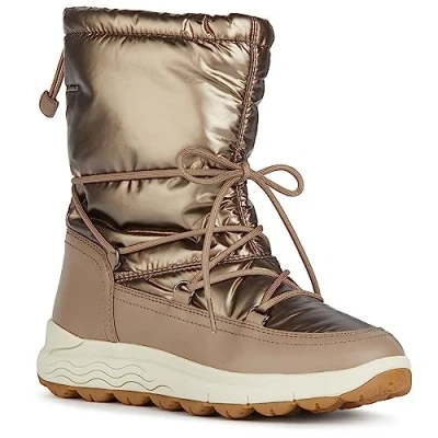 Afbeelding van Geox Spherica Snowboots, Dames, Maat: 42, Dark taupe Leer en textiel
