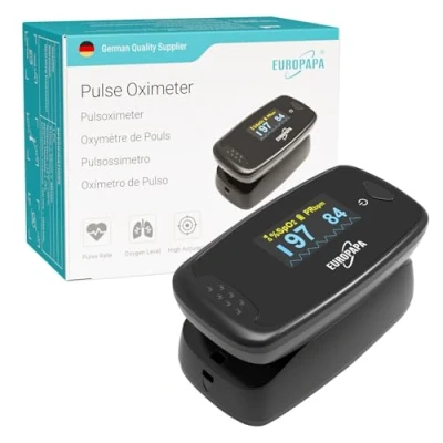 Afbeelding van EUROPAPA pulsoximeter, vingerpulsoximeter, oximeter ideaal voor het snel meten van zuurstofverzadiging (SpO2) eenvoudige hartslagmeter volwassenen OLED display (Blauw)
