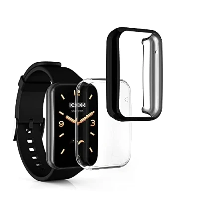 Afbeelding van kwmobile 2x smartwatch hoes geschikt voor Xiaomi Mi Band 7 Pro hoesje Siliconen sporthorloge cover Activity tracker case in zwart / transparant