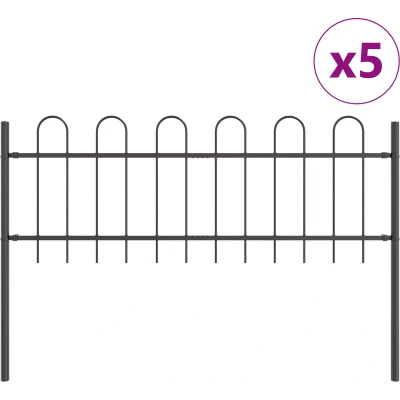 Afbeelding van vidaXL Tuinhek Set van 5 Grijs Metaal 170 cm x 85 per paneel