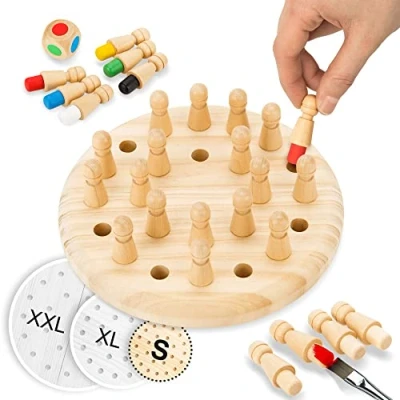 Afbeelding van Toyfel Magnus Houten Schaakspel met Tas 18 cm Chess Montessori Educatief Speelgoed voor Kinderen Spel Logica &amp; Coördinatie