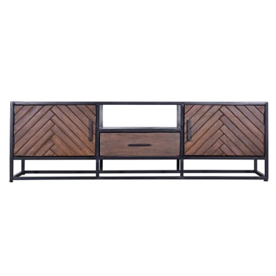 Afbeelding van Giga Meubel Tv Bruin Visgraat 165cm Mangohout Kast Isa