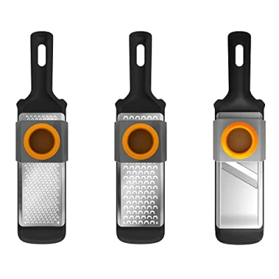 Afbeelding van Fiskars Groentesnijder en rasp set, 3 delig, metaal/kunststof, Functional Form, 1014414