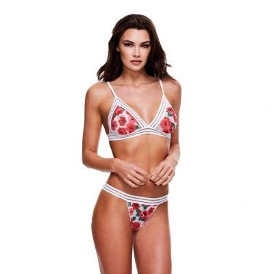 Afbeelding van Baci White Floral &amp; Lace Bra Set with Open Back Panty S/M