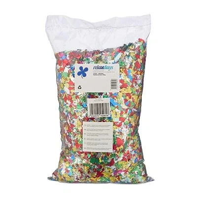 Afbeelding van Relaxdays glitter confetti, 1 kg, zak metallic tafelconfetti, verjaardag, carnaval, aluminium, kleurrijk