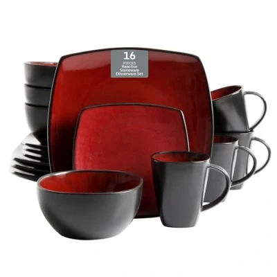 Afbeelding van Gibson Soho Lounge 61220.16RM Reactive Glaze aardewerk eetservies, aardewerk, rood