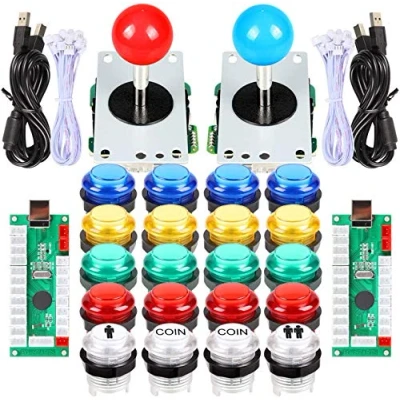 Afbeelding van EG STARTS Arcade Classic Kit USB led encoder voor pc console, games, 2 x 8 weg joystick, 20 5 V verlichte toetsen Mame Jamma (rood/blauwe + kleurenmixtoetsen)