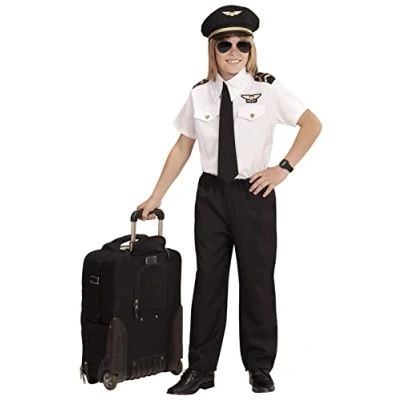 Afbeelding van &quot;PILOT&quot; (shirt, stropdas, broek, hoed) (128 cm/5 7 jaar)