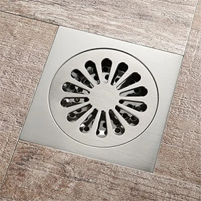 Afbeelding van Afvoerputje Geborsteld, 10 * Vierkante Badkamer Douche Afvoerputje, Tegel Insert Afvoer met Verwijderbaar Rooster, Haar Catcher Zeef,D