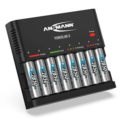 Afbeelding van ANSMANN batterijlader voor 8x AA/AAA NiMH batterijen (laden/ontladen) met single slot bewaking + 2850 AA Mignon