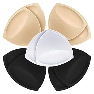 Afbeelding van 5 paar vrouwen Driehoek beha pads inzetstukken verwijderbare push up sport cups vervanging voor bikini top badpak, 3 kleuren C/D