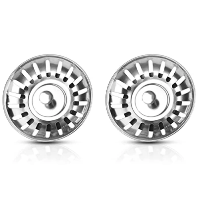Afbeelding van CZ Store Gootsteenplug Filter Set van 2✮LEVENSLANGE GARANTIE✮79mm Diam Rvs Deksel met Rubberen Afdichting, Afvoerplug, 20 Kleine Gaten voor Waterstroom, Vangt Haren, Etensresten, Afvoerzeef