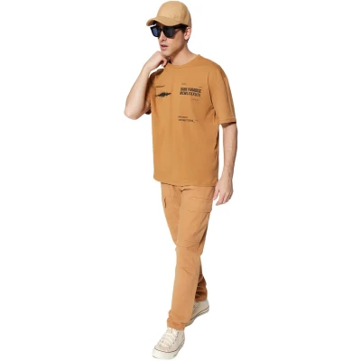 Afbeelding van Trendyol Poeder Oversized/Wide Cut Ronde Hals Tekst Bedrukt T Shirt Van 100% Katoen Tmnss20Ts1097