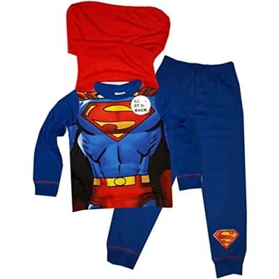 Afbeelding van Superman pyjama met cape rood / blauw Super Man pyama maat 128