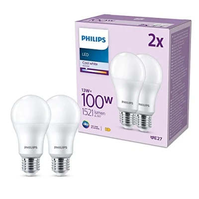 Afbeelding van Philips LED Lamp E27 Koelwit Licht 100 W Mat 2 Lampen
