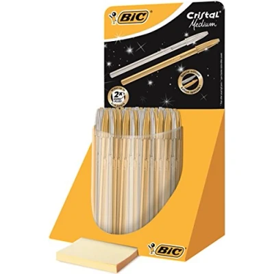 Afbeelding van 40x Balpen BIC Cristal Gold Silver assorti